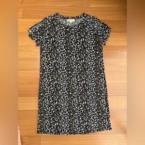 Michael Kors olive green Leopard Print Short Sleeve shift dress Dress S